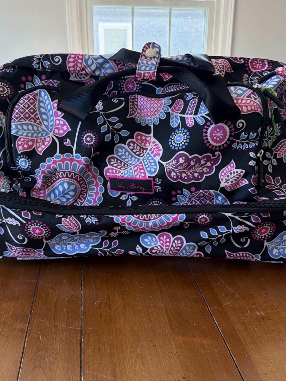 Vera Bradley Black Alpine Floral Carry On Rolling Duffel Suitcase - Gramercy NWT